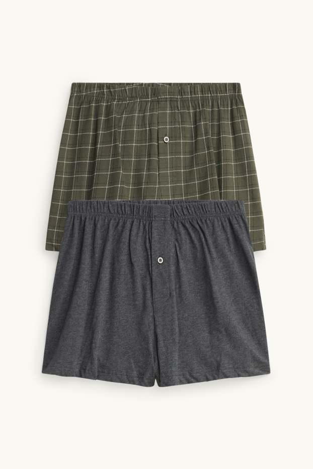 Uomo - Confezione da 2 - boxer - jersey - verde / grigio