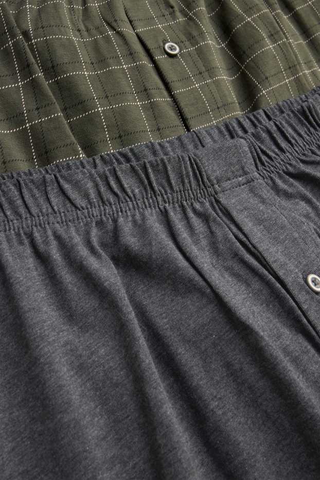 Uomo - Confezione da 2 - boxer - jersey - verde / grigio