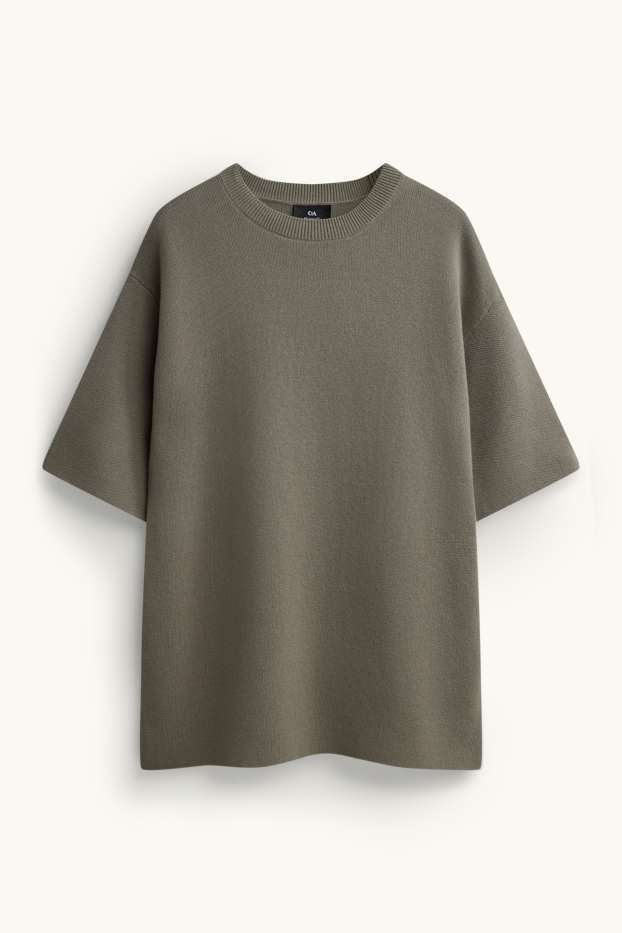 Men - Knitted T-shirt - regular fit - khaki