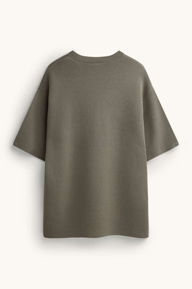 Men - Knitted T-shirt - regular fit - khaki
