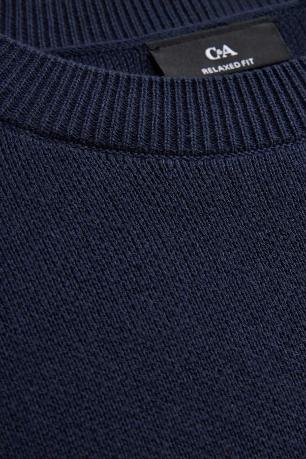 Bărbați - Tricou din tricot - relaxed fit - albastru închis