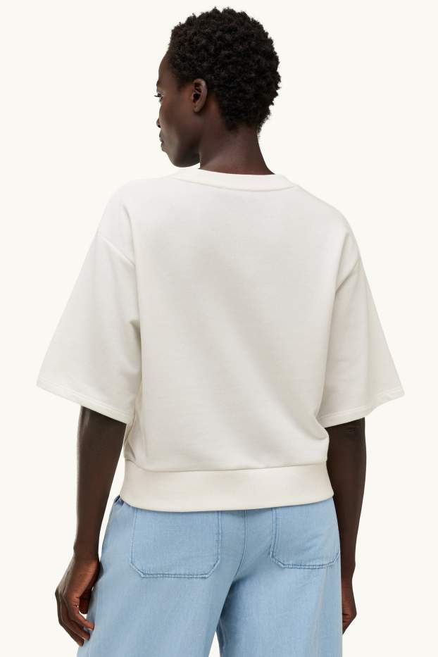 Damen - Sweatshirt - geblümt - Glanz-Effekt - weiß