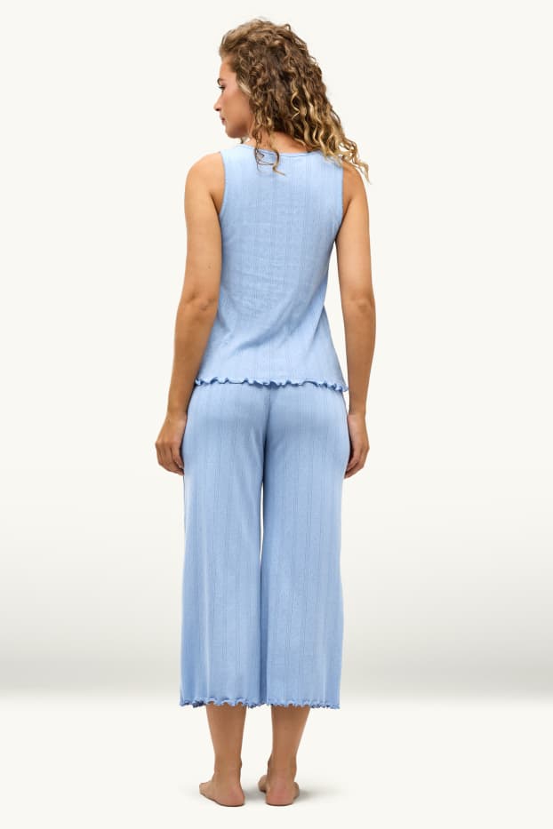 Dona - Pijama de punt d’ordit calat - blau