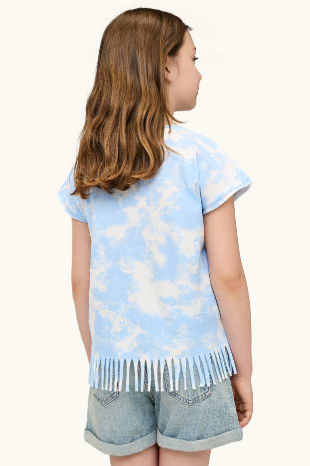 Kinder Mädchen - Arizona und Wolke - Kurzarmshirt mit Strasssteinen - blau / weiss