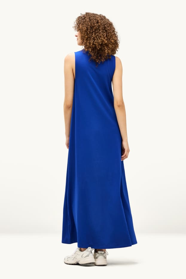 Donna - Vestito svasato con scollo a V - blu