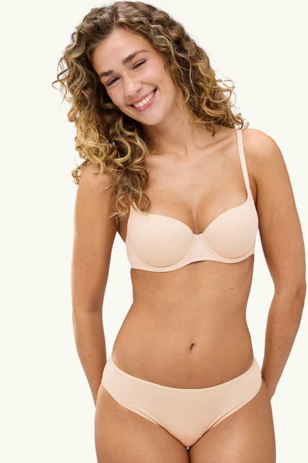Donna - Confezione da 2 - reggiseno con ferretti - FULL COVERAGE - imbottito - crema
