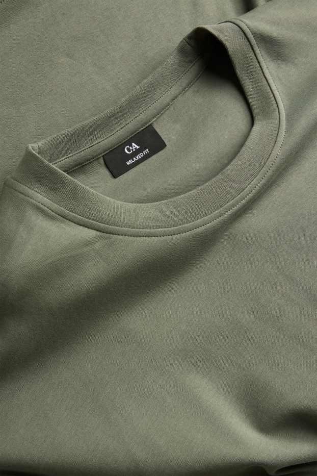 Pánské - Tričko - relaxed fit - khaki