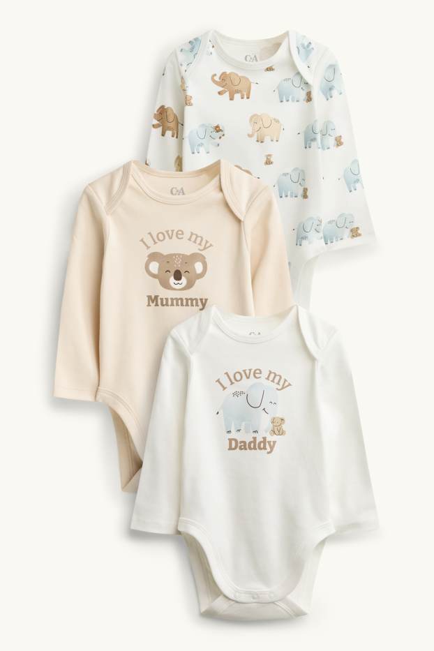 Unisex - Confezione da 3 - koala ed elefante - body per neonati - bianco