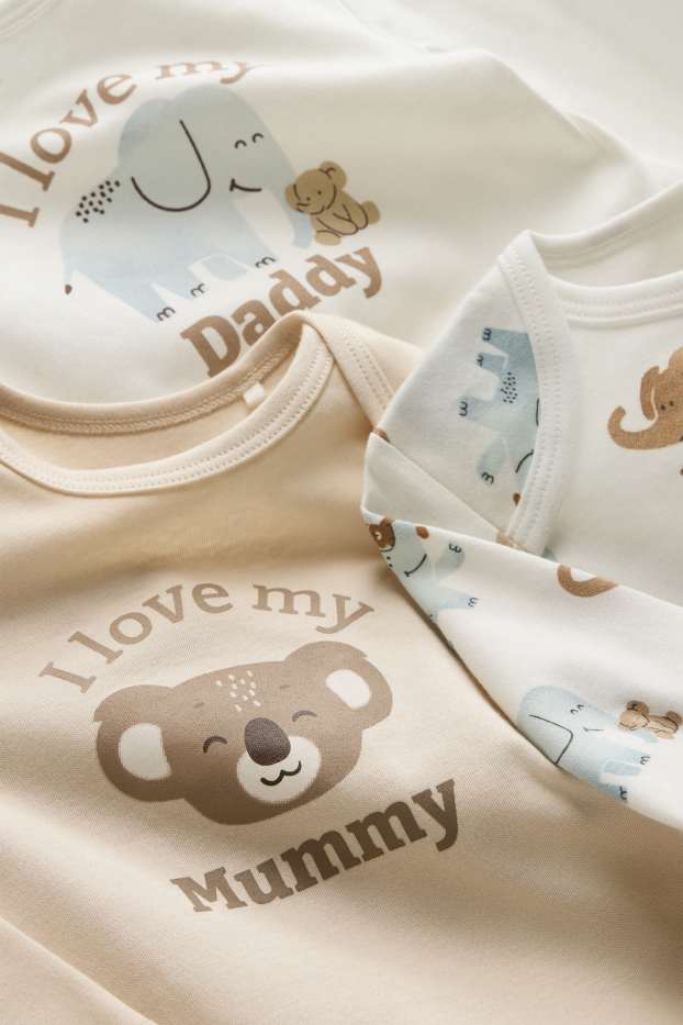 Unisex - Confezione da 3 - koala ed elefante - body per neonati - bianco