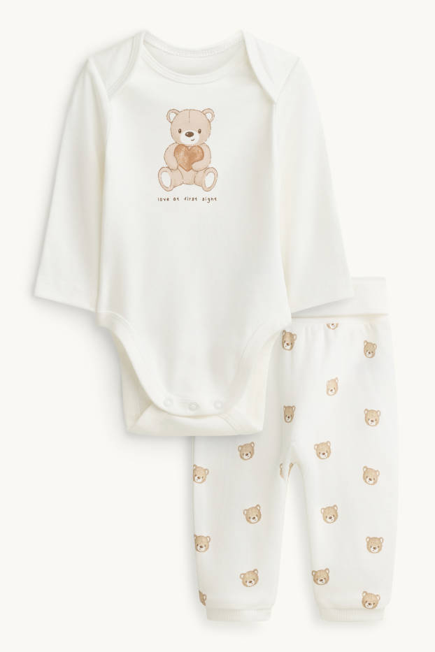 Unisex - Bärchen - Baby-Outfit - 2 teilig - weiß