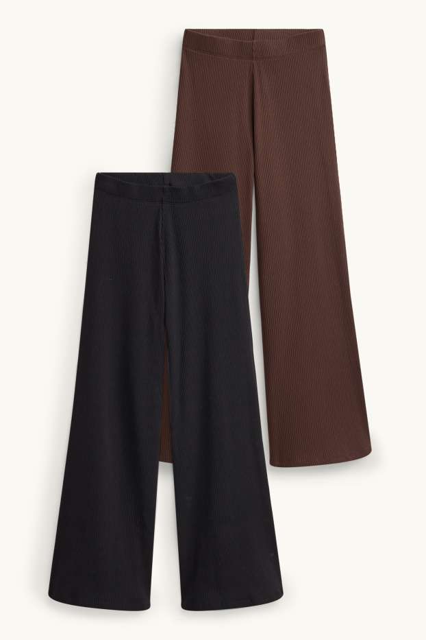 Nena - Paquet de 2 - pantalons de punt - de canalé - negre