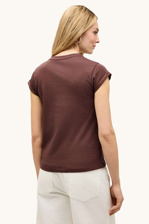 Femei - Tricou - relaxed fit - maro închis