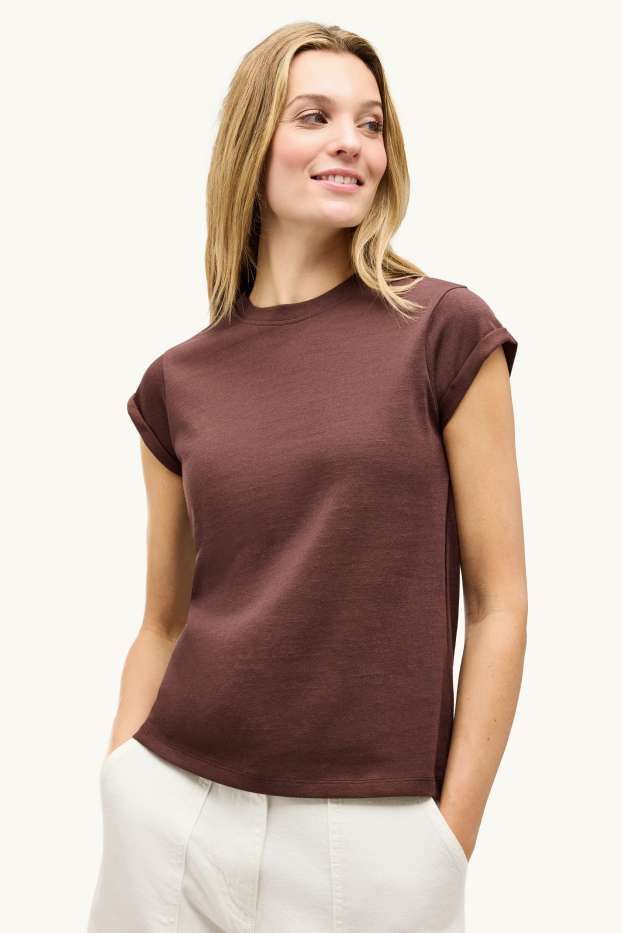 Femei - Tricou - relaxed fit - maro închis