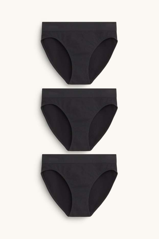Femmes - Lot de 3 - culottes - sans coutures - noir