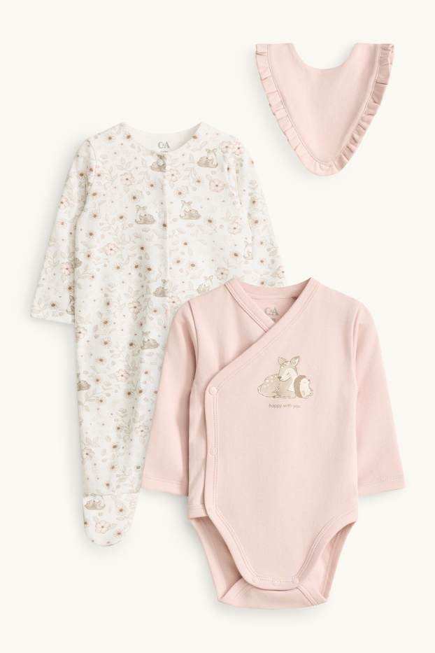 Baby Girls - Flowers, fawn and hedgehog - gift set - 3 piece - white / rose