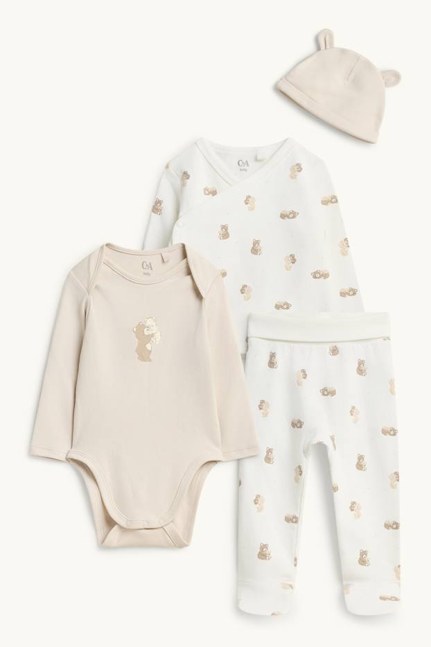 Unisex - Teddybär - Erstlings-Set - 4 teilig - beige
