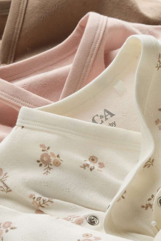 Baby Mädchen - Multipack 3er - Blümchen - Baby-Wickelbody - cremefarben