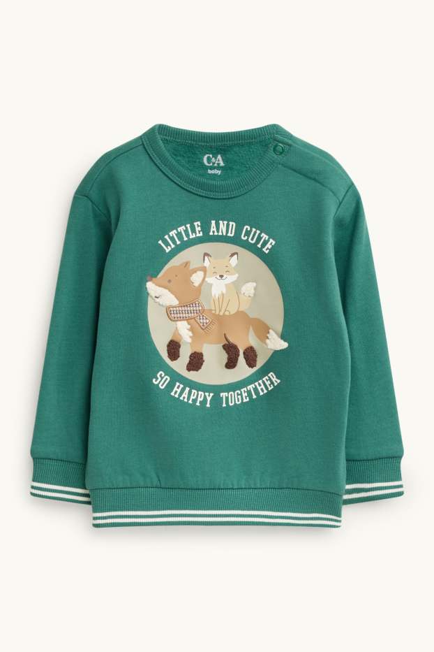 Miminka - chlapci - Lištičky - outfit pro miminka - 2dílný - tmavozelená / krémově bílá