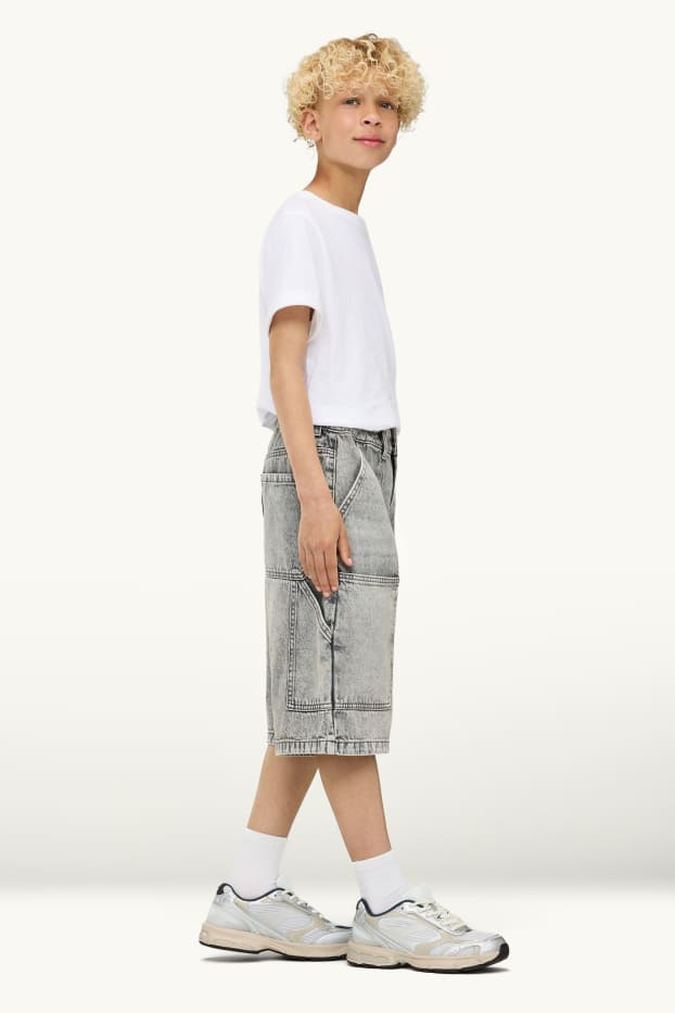 Children Boys - Denim Bermuda shorts - denim-light gray
