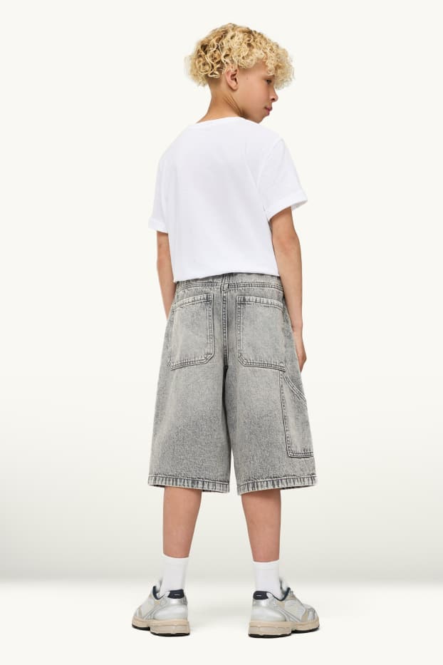 Children Boys - Denim Bermuda shorts - denim-light gray