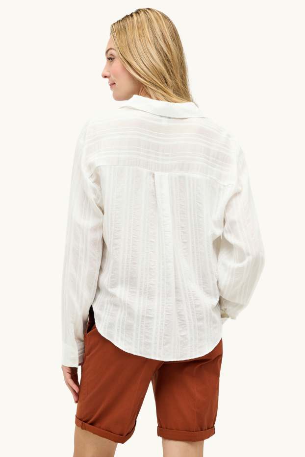Dames - Blouse met knoop in de stof - wit