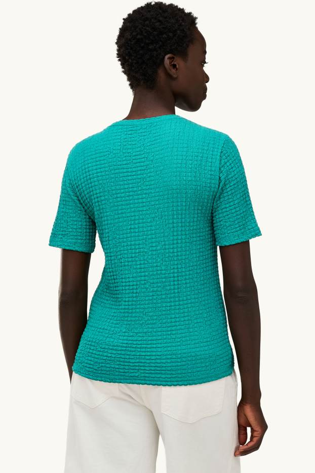 Damen - T-Shirt - Regular Fit - strukturiert - türkis