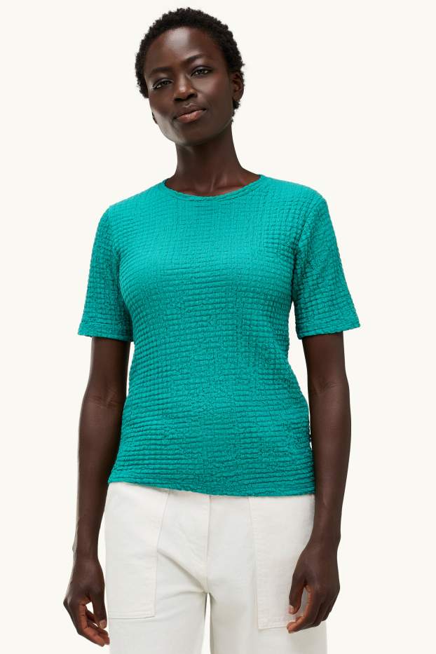 Damen - T-Shirt - Regular Fit - strukturiert - türkis