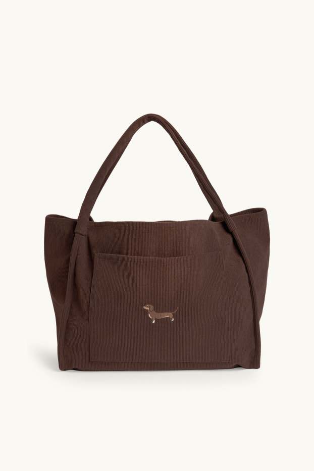 Damen - Großer Cord-Shopper - braun