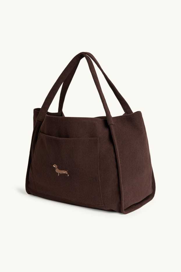 Damen - Großer Cord-Shopper - braun