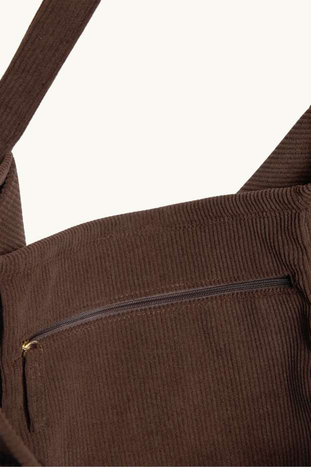 Damen - Großer Cord-Shopper - braun
