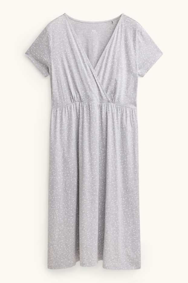 Women - Nursing nightdress - polka dot - gray