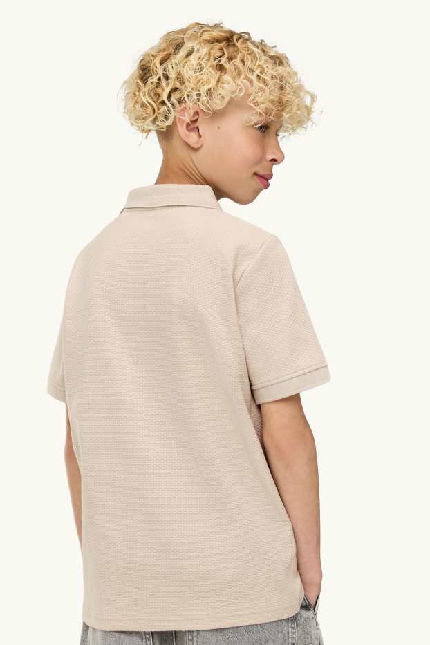 Enfants garçons - Polo - finition texturée - crème