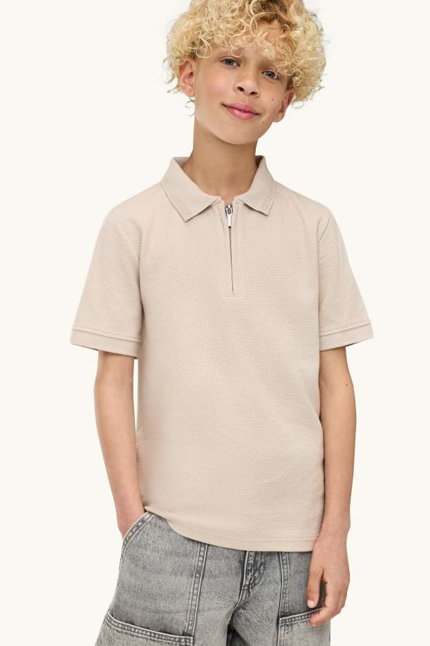 Enfants garçons - Polo - finition texturée - crème