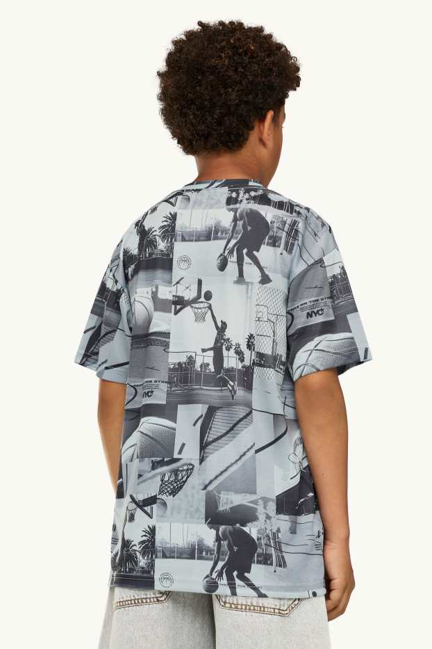 Kinder Buben - Basketball - Kurzarmshirt - schwarz / weiß