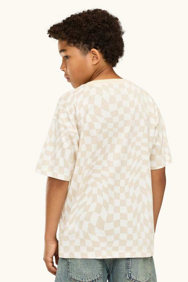 Bambini - Skateboard - maglia a maniche corte - a quadretti - bianco / beige