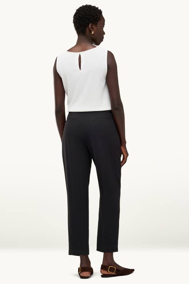 Dames - Pantalon - high waist - tapered fit - zwart