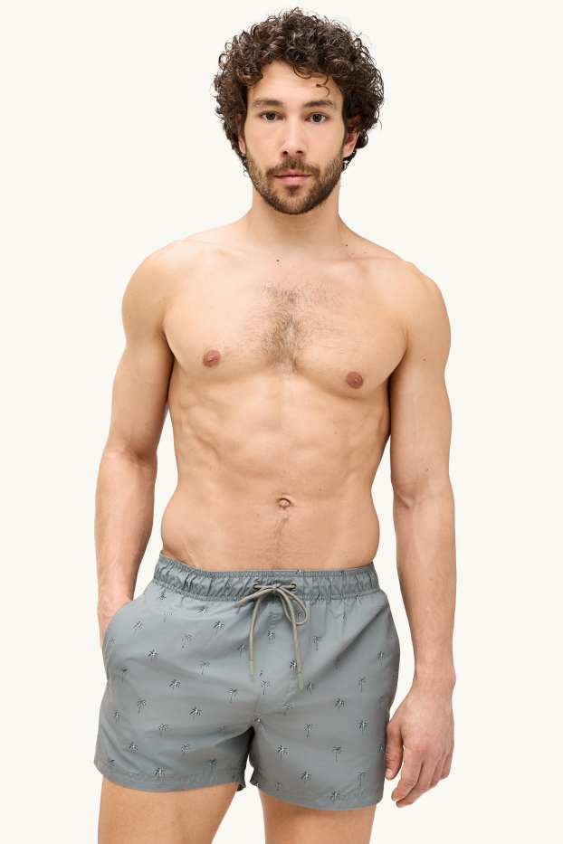 Hommes - Short de bain - à motif - gris