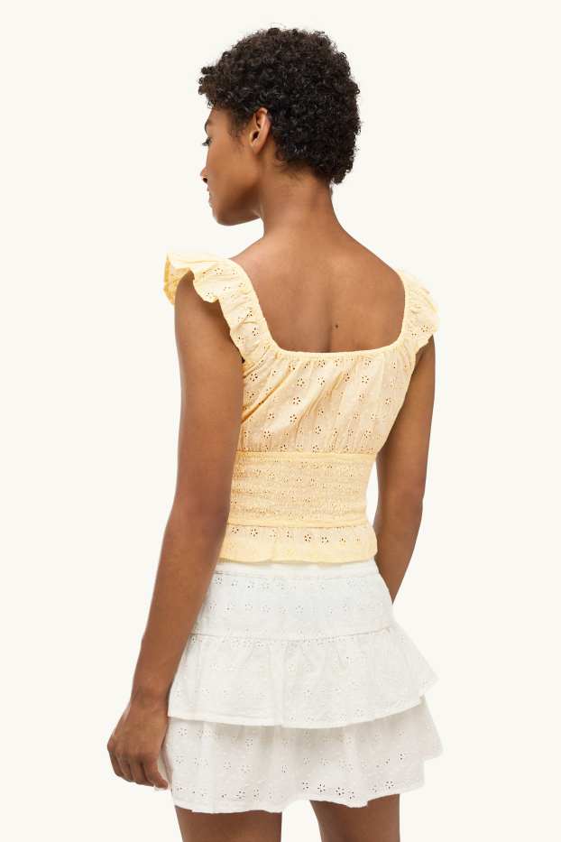 Mujer - Blusa crop - bordado inglés - melocotón