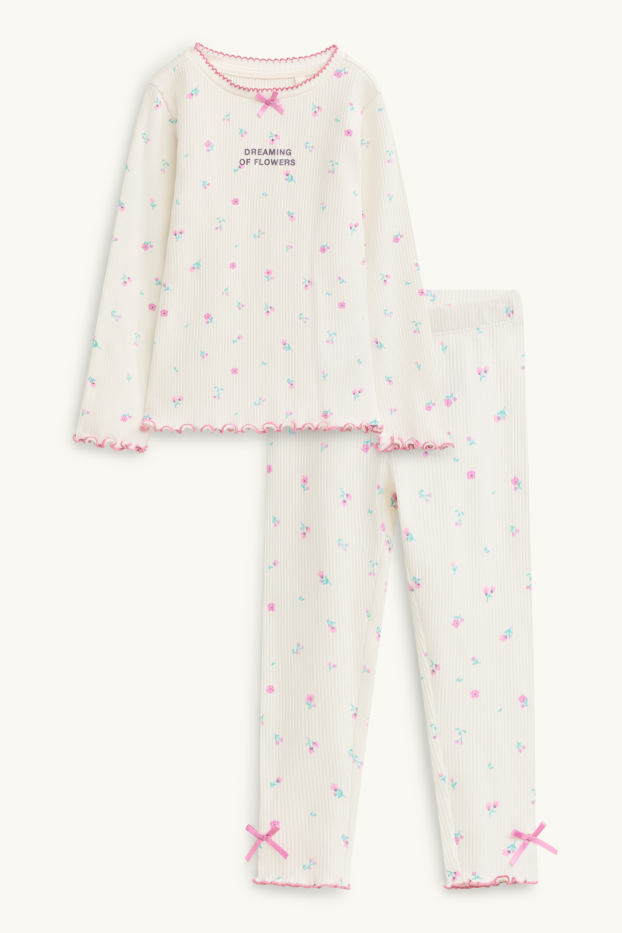 Nena - Flors - pijama - acanalat - 2 peces - blanc