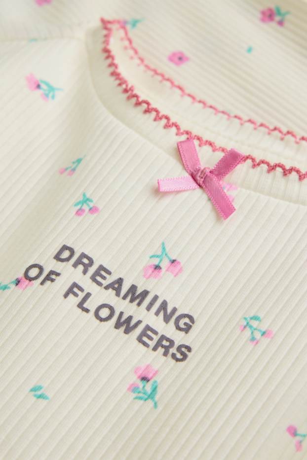 Nena - Flors - pijama - acanalat - 2 peces - blanc