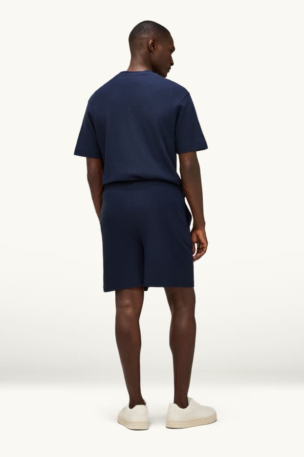 Home - Pantalons curts de xandall - texturats - blau fosc