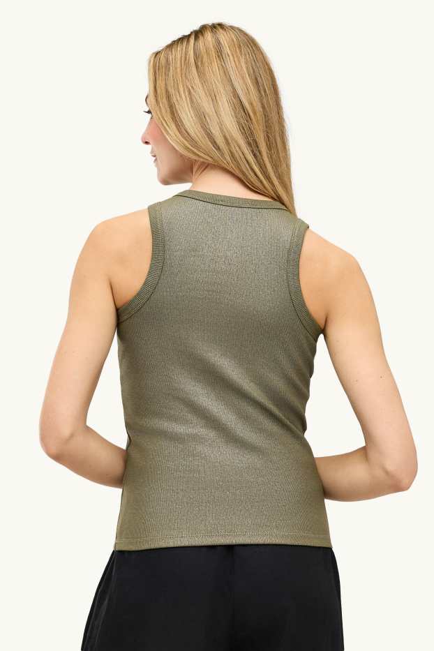 Damen - Top - glänzend - gerippt - khaki
