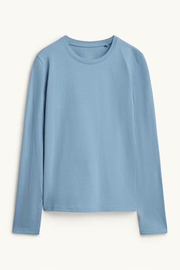 Femmes - Haut à manches longues - slim fit - bleu clair
