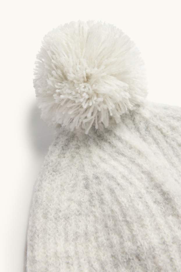 Unisex - Baby - pom-pom hat - light gray