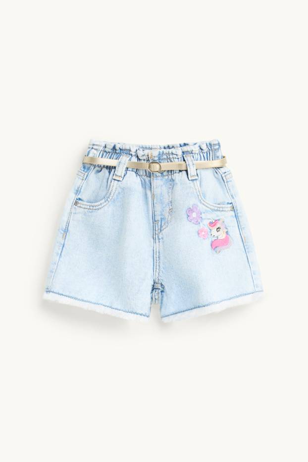 Children Girls - Shorts - denim-light blue