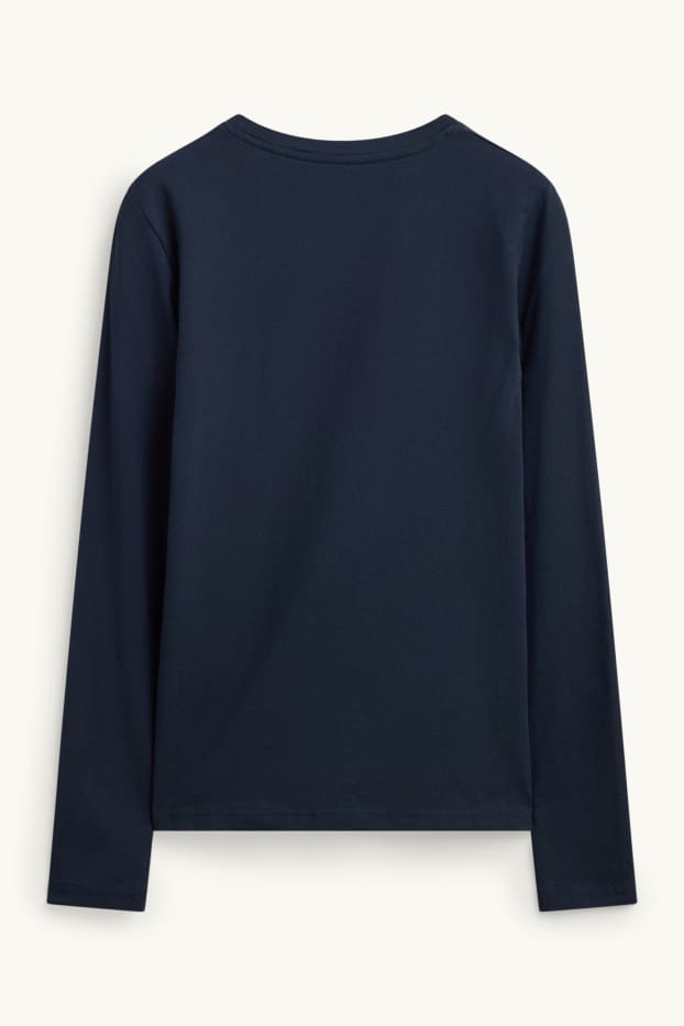 Femei - Tricou cu mânecă lungă - slim fit - albastru închis