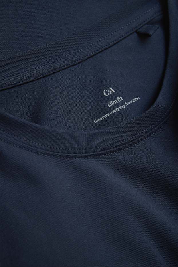 Femei - Tricou cu mânecă lungă - slim fit - albastru închis