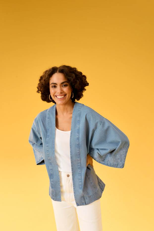 Women - Denim kimono - denim-light blue