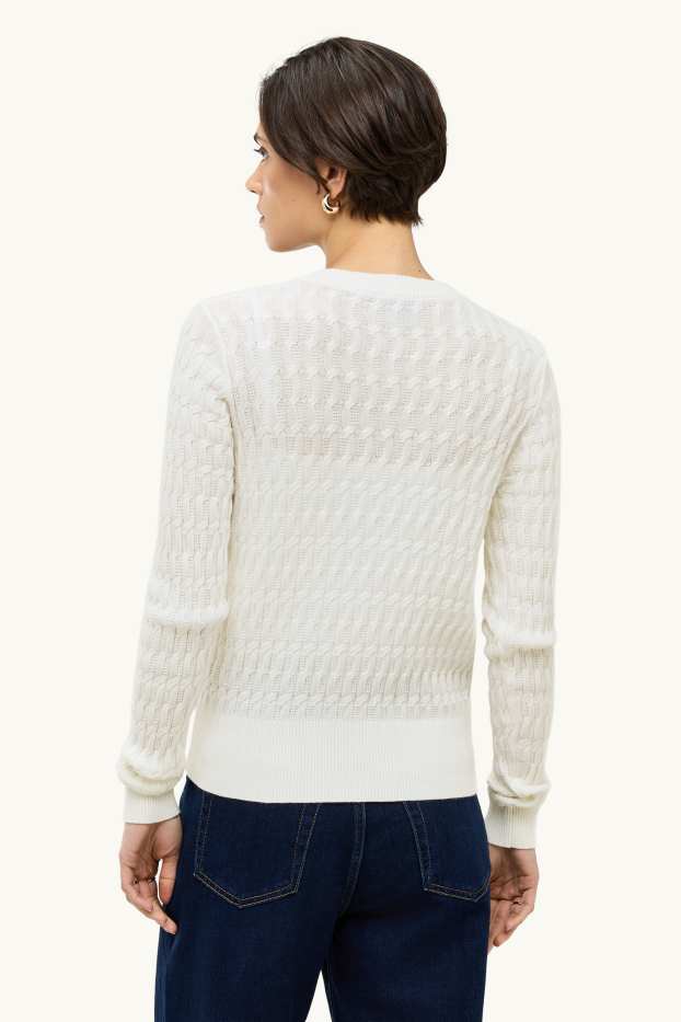 Dona - Jaqueta de punt - trenat - blanc