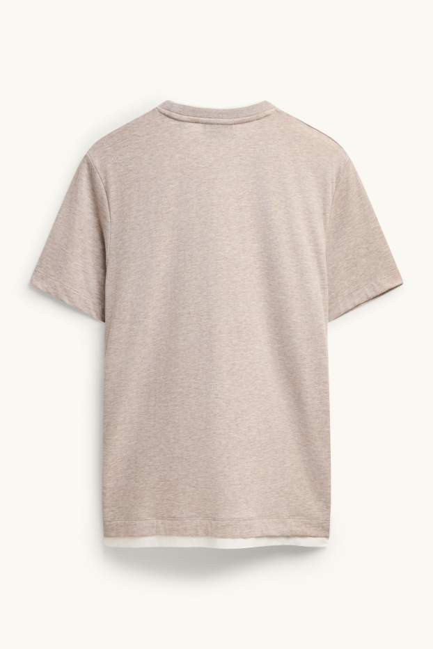 Bărbați - Tricou - regular fit - aspect 2 în 1 - maro